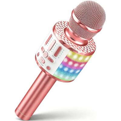 MicQutr Karaoke Mikrofon Bluetooth mit LED für Kinder Mädchen Jungen ab 4–15 Jahre, Kindermikrofon Heim KTV mit DSP Stimmeffekten, Aufnahmefunktion, Geburtstags MicQutr Karaoke Mikrofon Bluetooth mit LED für Kinder Mädchen Jungen ab 4–15 Jahre, Kindermikrofon Heim KTV mit DSP Stimmeffekten, Aufnahmefunktion, Geburtstags