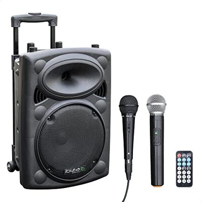 Ibiza PORT10VHF-BT Tragbarer Akku-PA-Lautsprecher 10"/25 cm – 500 W Max./250 W RMS – Karaoke mit 2 Mikrofonen (VHF + Kabel) – TWS – USB, SD, Rec, VOX – Trolley Ibiza PORT10VHF-BT Tragbarer Akku-PA-Lautsprecher 10"/25 cm – 500 W Max./250 W RMS – Karaoke mit 2 Mikrofonen (VHF + Kabel) – TWS – USB, SD, Rec, VOX – Trolley