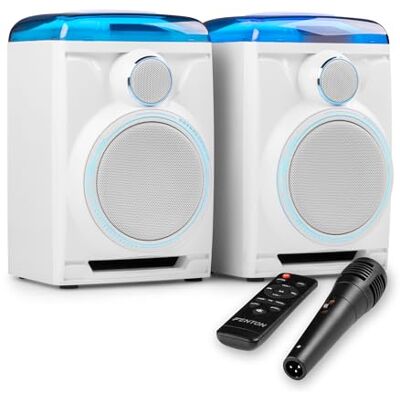 Fenton Track 2.0 Karaoke Set – Karaoke Maschine mit Bluetooth & Mikrofon – 120 Watt Partylautsprecher Box – Musikbox mit LED Lichtshow – Anlage für Kinder & Erwachsene – Weiß Fenton Track 2.0 Karaoke Set – Karaoke Maschine mit Bluetooth & Mikrofon – 120 Watt Partylautsprecher Box – Musikbox mit LED Lichtshow – Anlage für Kinder & Erwachsene – Weiß