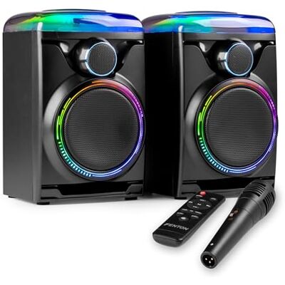 Fenton Track 2.0 Karaoke Set – Karaoke Maschine mit Bluetooth & Mikrofon – 120 Watt Partylautsprecher Box – Musikbox mit LED Lichtshow – Anlage für Kinder & Erwachsene – Schwarz Fenton Track 2.0 Karaoke Set – Karaoke Maschine mit Bluetooth & Mikrofon – 120 Watt Partylautsprecher Box – Musikbox mit LED Lichtshow – Anlage für Kinder & Erwachsene – Schwarz