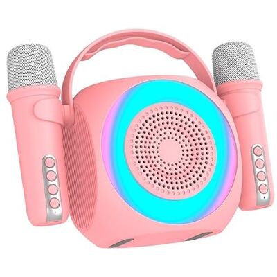 Cool Pink Bluetooth Karaoke Lautsprecher - Tragbarer 6W Lautsprecher & 2 Mikrofone Cool Pink Bluetooth Karaoke Lautsprecher - Tragbarer 6W Lautsprecher & 2 Mikrofone