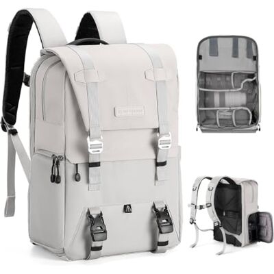K&F CONCEPT Kamerarucksack 20L, Große Fotorucksack 15,6 Zoll Laptopfach Spritzwassergeschutzt Camera Backpack mit Regenschutz, Kameratasche Groß für DSLR SLR (Cremefarben) B01 K&F CONCEPT Kamerarucksack 20L, Große Fotorucksack 15,6 Zoll Laptopfach Spritzwassergeschutzt Camera Backpack mit Regenschutz, Kameratasche Groß für DSLR SLR (Cremefarben) B01