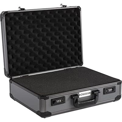 ONVAYA ® Alukoffer mit Zahlenschloss Schwarz Aktenkoffer aus Aluminium Transportkoffer mit Schaumstoff abschließbarer Fotokoffer Waffenkoffer Universal-Koffer ONVAYA ® Alukoffer mit Zahlenschloss Schwarz Aktenkoffer aus Aluminium Transportkoffer mit Schaumstoff abschließbarer Fotokoffer Waffenkoffer Universal-Koffer