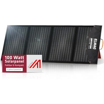 ELMAG Faltbares Solarpanel SOLAR 100 Monokristallines 100W Solarmodul für tragbare Powerstations 18V DC Solarpanel mit integrierten Stützfüßen Ideal für Outdoor, Camping & Wohnmobil ELMAG Faltbares Solarpanel SOLAR 100 Monokristallines 100W Solarmodul für tragbare Powerstations 18V DC Solarpanel mit integrierten Stützfüßen Ideal für Outdoor, Camping & Wohnmobil