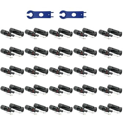 solartronics 25 Paar Solarstecker , Männlich/Weiblich Solarpanel Kabelstecker, IP67 Wasserdicht, PV Stecker kompatibel mit MC4, Steckverbinder für 4mm² 6mm² Solarkabel mit Solar-Spannschlüssel solartronics 25 Paar Solarstecker , Männlich/Weiblich Solarpanel Kabelstecker, IP67 Wasserdicht, PV Stecker kompatibel mit MC4, Steckverbinder für 4mm² 6mm² Solarkabel mit Solar-Spannschlüssel