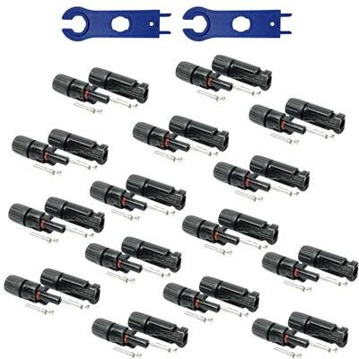 solartronics 15 Paar Solarstecker , Männlich/Weiblich Solarpanel Kabelstecker, IP67 Wasserdicht, PV Stecker kompatibel mit MC4, Steckverbinder für 4mm² 6mm² Solarkabel mit Solar-Spannschlüssel solartronics 15 Paar Solarstecker , Männlich/Weiblich Solarpanel Kabelstecker, IP67 Wasserdicht, PV Stecker kompatibel mit MC4, Steckverbinder für 4mm² 6mm² Solarkabel mit Solar-Spannschlüssel