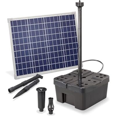 Esotec Solar Teichfilter 50/2500 Set Unterwasserfilter + Teichpumpe 100910 50Wp Solarmodul, 2500l/h Solarpumpe, bis 6000l, Wasserspiel mit Fontäne, Direktbetrieb, Solar Filteranlage, Trockenlaufschutz Esotec Solar Teichfilter 50/2500 Set Unterwasserfilter + Teichpumpe 100910 50Wp Solarmodul, 2500l/h Solarpumpe, bis 6000l, Wasserspiel mit Fontäne, Direktbetrieb, Solar Filteranlage, Trockenlaufschutz