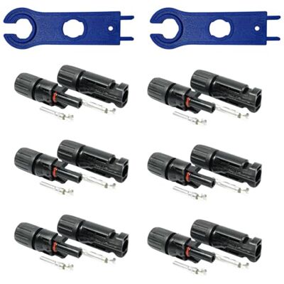 solartronics 6 Paar Solarstecker , Männlich/Weiblich Solarpanel Kabelstecker, IP67 Wasserdicht, PV Stecker kompatibel mit MC4, Steckverbinder für 4mm² 6mm² Solarkabel mit Solar-Spannschlüssel solartronics 6 Paar Solarstecker , Männlich/Weiblich Solarpanel Kabelstecker, IP67 Wasserdicht, PV Stecker kompatibel mit MC4, Steckverbinder für 4mm² 6mm² Solarkabel mit Solar-Spannschlüssel