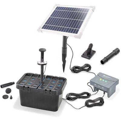 Esotec Solar Teichfilter 6/230 mit Akku + LED Unterwasserfilter 100950 6Wp Solarmodul, 230l/h Solarpumpe, bis 500l, LiFePO4 Akku, LED 6500K, Direktbetrieb, Durchflussregler, Trockenlaufschutz Esotec Solar Teichfilter 6/230 mit Akku + LED Unterwasserfilter 100950 6Wp Solarmodul, 230l/h Solarpumpe, bis 500l, LiFePO4 Akku, LED 6500K, Direktbetrieb, Durchflussregler, Trockenlaufschutz