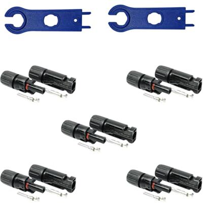 solartronics 5 Paar Solarstecker , Männlich/Weiblich Solarpanel Kabelstecker, IP67 Wasserdicht, PV Stecker kompatibel mit MC4, Steckverbinder für 4mm² 6mm² Solarkabel mit Solar-Spannschlüssel solartronics 5 Paar Solarstecker , Männlich/Weiblich Solarpanel Kabelstecker, IP67 Wasserdicht, PV Stecker kompatibel mit MC4, Steckverbinder für 4mm² 6mm² Solarkabel mit Solar-Spannschlüssel