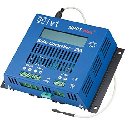 ivt MPPTplus+ Solar Laderegler 12 V 24 V 30 A, MPPT Solar-Controller, automatische Spannungserkennung, für AGM Gel Blei Säure LiFePO4, 70 V Eingang, hoher Wirkungsgrad ivt MPPTplus+ Solar Laderegler 12 V 24 V 30 A, MPPT Solar-Controller, automatische Spannungserkennung, für AGM Gel Blei Säure LiFePO4, 70 V Eingang, hoher Wirkungsgrad