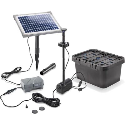 Esotec Solar Teichfilter 5/160 LED mit Akku Komplettset proBatt 101069 5Wp Solarmodul, 160l/h Pumpe, LiFePO4 6V/1,5Ah Akku, LED, bis500l, Trockenlaufschutz, Durchflussregler, Sprinklerset, Fontäne Esotec Solar Teichfilter 5/160 LED mit Akku Komplettset proBatt 101069 5Wp Solarmodul, 160l/h Pumpe, LiFePO4 6V/1,5Ah Akku, LED, bis500l, Trockenlaufschutz, Durchflussregler, Sprinklerset, Fontäne