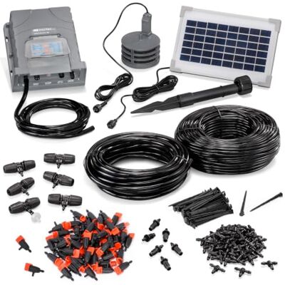 Esotec Solar Bewässerungssystem Tröpfchenbewässerung WaterDrops50Pro 101124 Automatische Bewässerung, 50 regulierbare Tropfer, 2 Bewässerungszyklen täglich 0,5–8Min, 3,5Wp, Akku wechselbar, Komplettset Esotec Solar Bewässerungssystem Tröpfchenbewässerung WaterDrops50Pro 101124 Automatische Bewässerung, 50 regulierbare Tropfer, 2 Bewässerungszyklen täglich 0,5–8Min, 3,5Wp, Akku wechselbar, Komplettset