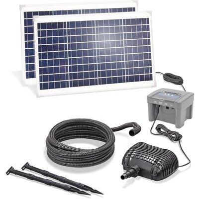 Esotec Solarpumpe Solar Bachlaufpumpe Wasserfall 70/2800 Akku 101942 Set mit 2800l/h, Förderhöhe 1,5m, Trockenlaufschutz, Akku LiFePO4 12Ah, bis 7,5Std., Schlauch 25/32/38mm, Spiralschlauch 5m Esotec Solarpumpe Solar Bachlaufpumpe Wasserfall 70/2800 Akku 101942 Set mit 2800l/h, Förderhöhe 1,5m, Trockenlaufschutz, Akku LiFePO4 12Ah, bis 7,5Std., Schlauch 25/32/38mm, Spiralschlauch 5m