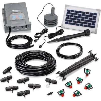Esotec Solar Bewässerungssystem WaterSprinkle Sprinklerbewässerung 101121 Solar-Bewässerungssystem 6 Sprinkler, 2 Bewässerungszyklen täglich, 0,5–8Min, 3,5Wp, Wasserstandssensor, NiMH Akku wechselbar Esotec Solar Bewässerungssystem WaterSprinkle Sprinklerbewässerung 101121 Solar-Bewässerungssystem 6 Sprinkler, 2 Bewässerungszyklen täglich, 0,5–8Min, 3,5Wp, Wasserstandssensor, NiMH Akku wechselbar