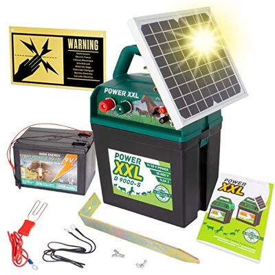 Power XXL B 9.000-S Solar-Weidezaungerät 9V/12V, inkl. 9V Batterie, Megapower, Hocheffektives Solarmodul – sehr Lange Batterielaufzeit, Perfekt für Pferde-, Ponyzaun Power XXL B 9.000-S Solar-Weidezaungerät 9V/12V, inkl. 9V Batterie, Megapower, Hocheffektives Solarmodul – sehr Lange Batterielaufzeit, Perfekt für Pferde-, Ponyzaun