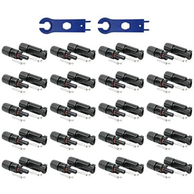solartronics 20 Paar Solarstecker , Männlich/Weiblich Solarpanel Kabelstecker, IP67 Wasserdicht, PV Stecker kompatibel mit MC4, Steckverbinder für 4mm² 6mm² Solarkabel mit Solar-Spannschlüssel solartronics 20 Paar Solarstecker , Männlich/Weiblich Solarpanel Kabelstecker, IP67 Wasserdicht, PV Stecker kompatibel mit MC4, Steckverbinder für 4mm² 6mm² Solarkabel mit Solar-Spannschlüssel