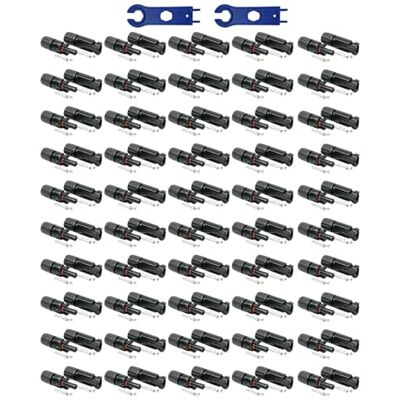 solartronics 50 Paar Solarstecker , Männlich/Weiblich Solarpanel Kabelstecker, IP67 Wasserdicht, PV Stecker kompatibel mit MC4, Steckverbinder für 4mm² 6mm² Solarkabel mit Solar-Spannschlüssel solartronics 50 Paar Solarstecker , Männlich/Weiblich Solarpanel Kabelstecker, IP67 Wasserdicht, PV Stecker kompatibel mit MC4, Steckverbinder für 4mm² 6mm² Solarkabel mit Solar-Spannschlüssel
