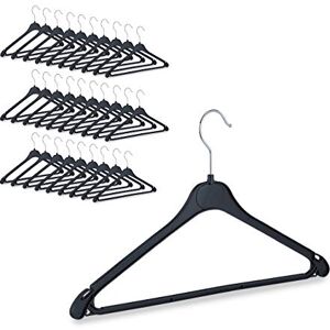 Relaxdays Kleiderbügel, 30er Set, Hosenstange, Hemd, Bluse, Rock, Damen, Herren, drehbarer Haken, Kunststoff, schwarz Relaxdays Kleiderbügel, 30er Set, Hosenstange, Hemd, Bluse, Rock, Damen, Herren, drehbarer Haken, Kunststoff, schwarz