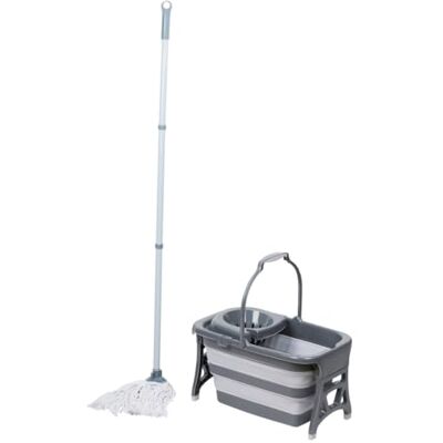 Dirt Devil Wischmopp Set mit Eimer Faltbarer Wischeimer mit Wringer 18L Abnehmbarer Mopkopf Platzsparendes Wischer Boden Set für Hartböden Dirt Devil Wischmopp Set mit Eimer Faltbarer Wischeimer mit Wringer 18L Abnehmbarer Mopkopf Platzsparendes Wischer Boden Set für Hartböden