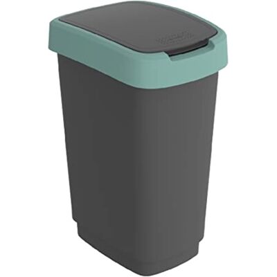 Rotho Twist Mülleimer Küche 25 L mit Deckel schmal in Türkis/Anthrazit Abfalleimer Küche mit Schwingdeckel und Klappdeckel, breiter Rand verdeckt Müllbeutel, geräuschlos, leicht zu reinigen Rotho Twist Mülleimer Küche 25 L mit Deckel schmal in Türkis/Anthrazit Abfalleimer Küche mit Schwingdeckel und Klappdeckel, breiter Rand verdeckt Müllbeutel, geräuschlos, leicht zu reinigen
