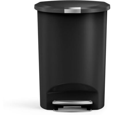 simplehuman CW1355 50 Liter, halbrund Treteimer, Mülleimer Küche, schwarzer Kunststoff, 5 Jahre Garantie simplehuman CW1355 50 Liter, halbrund Treteimer, Mülleimer Küche, schwarzer Kunststoff, 5 Jahre Garantie