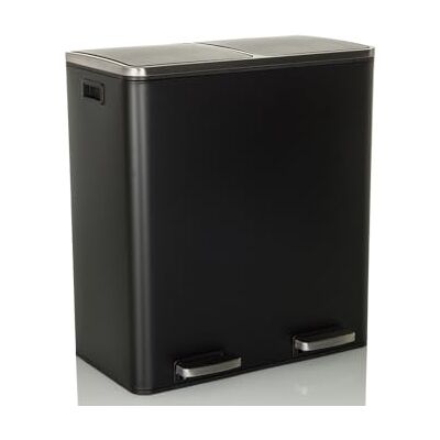 hjh OFFICE Mülleimer 2x30L CLEAN XI Mülltrennsystem mit 2 Fächer, Abfalleimer Treteimer mit Softclose, Metall Schwarz hjh OFFICE Mülleimer 2x30L CLEAN XI Mülltrennsystem mit 2 Fächer, Abfalleimer Treteimer mit Softclose, Metall Schwarz