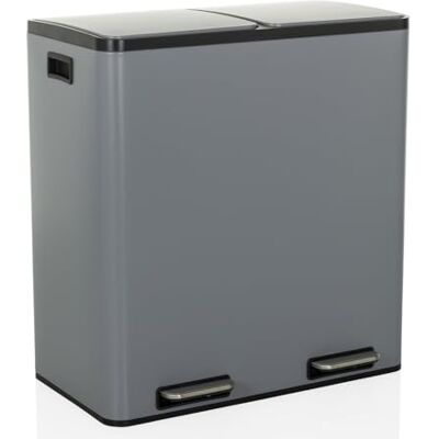 hjh OFFICE Mülleimer 2 x 30L CLEAN XIII Stahl, Mülltrennsystem, Abfalleimer mit Softclose, Treteimer mit 2 Fächer, Grau hjh OFFICE Mülleimer 2 x 30L CLEAN XIII Stahl, Mülltrennsystem, Abfalleimer mit Softclose, Treteimer mit 2 Fächer, Grau
