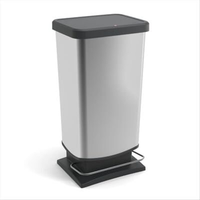 Rotho Paso Mülleimer Küche 40 L Eimer mit Deckel und Pedal Silber Metallic Mülleimer Bad und Abfalleimer Küche, robustes Metall-Fußpedal, geräuschloser Deckeldämpfer, praktischer Beutelring im Alltag Rotho Paso Mülleimer Küche 40 L Eimer mit Deckel und Pedal Silber Metallic Mülleimer Bad und Abfalleimer Küche, robustes Metall-Fußpedal, geräuschloser Deckeldämpfer, praktischer Beutelring im Alltag
