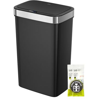 EKO Hana Deluxe 50L Mülleimer mit Sensor, Automatischer Mülleimer Küche, rechteckiger Bewegungssensor Abfalleimer, Soft Closing Deckel, fingerabdruckfrei, elektrischer Mülleimer, Schwarz, Kunststoff EKO Hana Deluxe 50L Mülleimer mit Sensor, Automatischer Mülleimer Küche, rechteckiger Bewegungssensor Abfalleimer, Soft Closing Deckel, fingerabdruckfrei, elektrischer Mülleimer, Schwarz, Kunststoff