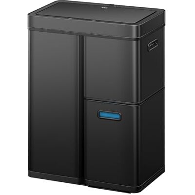 EKO Mirage Plus Mülleimer mit 3 Fächer, 2 x 15 L und 30 L, Recycler Mülleimer mit Sensor, 3 Kunststoff Inneneimer, Automatischer Abfalleimer mit Deckel, großer Mülleimer Küche 60l, Mattschwarz EKO Mirage Plus Mülleimer mit 3 Fächer, 2 x 15 L und 30 L, Recycler Mülleimer mit Sensor, 3 Kunststoff Inneneimer, Automatischer Abfalleimer mit Deckel, großer Mülleimer Küche 60l, Mattschwarz