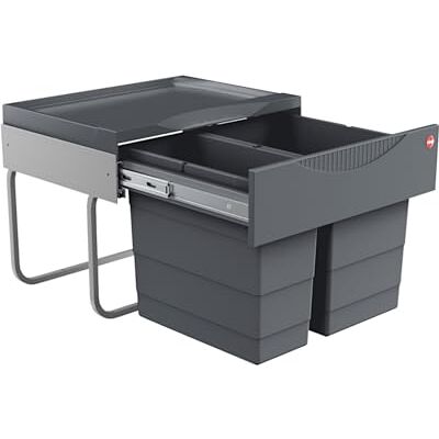 Hailo Abfallsammler 3644901 2fach Raumspar Tandem Abfalltrennsystem 18 + 12L Inneneimer im Teleskop-Vollauszug ab 50 cm breiten Unterschrank mit Drehtür montierbar Dunkelgrau Hailo Abfallsammler 3644901 2fach Raumspar Tandem Abfalltrennsystem 18 + 12L Inneneimer im Teleskop-Vollauszug ab 50 cm breiten Unterschrank mit Drehtür montierbar Dunkelgrau