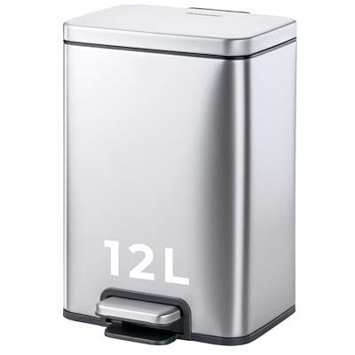 FACKELMANN CHICAGO Pedal-Abfallsammler 12L – Edelstahl matt, fingerabdruckfrei, mit stabilem Pedal und Inneneimer, gedämpfter Deckel, Ca. 27 x 26 x 39,5 cm FACKELMANN CHICAGO Pedal-Abfallsammler 12L – Edelstahl matt, fingerabdruckfrei, mit stabilem Pedal und Inneneimer, gedämpfter Deckel, Ca. 27 x 26 x 39,5 cm