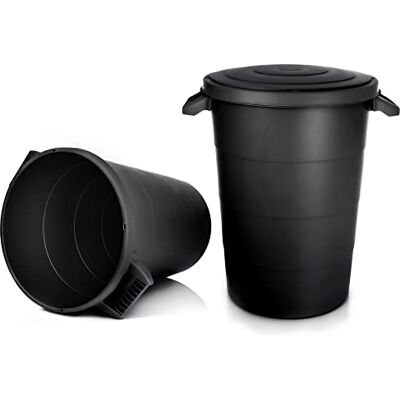 BigDean 2X Wetterfeste Universaltonne mit Deckel 80 Liter Tonne Schwarz 2 stabilen Tragegriffe, Regentonne, Mülleimer Indoor und Outdoor geeignet Made in Europe BigDean 2X Wetterfeste Universaltonne mit Deckel 80 Liter Tonne Schwarz 2 stabilen Tragegriffe, Regentonne, Mülleimer Indoor und Outdoor geeignet Made in Europe