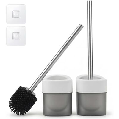 Einesin Toilettenbürste, WC-Bürste und Behälter, Klobürste mit randreiniger, Klobürste gebogen, Langer Stiel, Kunststoff-Toilettenbürstenset mit Starken Borsten für Tiefenreinigung (2 Stück(Silikon)) Einesin Toilettenbürste, WC-Bürste und Behälter, Klobürste mit randreiniger, Klobürste gebogen, Langer Stiel, Kunststoff-Toilettenbürstenset mit Starken Borsten für Tiefenreinigung (2 Stück(Silikon))