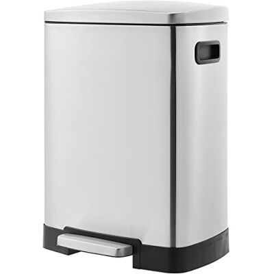 Amazon Rechteckiger Tret-Mülleimer mit 2 Behältern und sanft schließendem Deckel, 40L gesamt, 25 + 15 liter, Satin Amazon Rechteckiger Tret-Mülleimer mit 2 Behältern und sanft schließendem Deckel, 40L gesamt, 25 + 15 liter, Satin