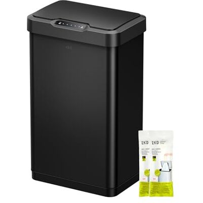 EKO Mirage-T 50L Mülleimer mit Sensor, Edelstahl Automatischer Abfalleimer für die Küche, rechteckiger elektrischer Mülleimer, Soft Closing Deckel, Fingerabdruckresistente, Matt Schwarz EKO Mirage-T 50L Mülleimer mit Sensor, Edelstahl Automatischer Abfalleimer für die Küche, rechteckiger elektrischer Mülleimer, Soft Closing Deckel, Fingerabdruckresistente, Matt Schwarz