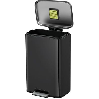 EKO Madison Küchenmülleimer, 50 l, mit Pedal und Soft-Close-Deckel, mattschwarz, Edelstahl, Anti-Fingerabdruck, moderner und robuster Mülleimer, große Kapazität für Recycling EKO Madison Küchenmülleimer, 50 l, mit Pedal und Soft-Close-Deckel, mattschwarz, Edelstahl, Anti-Fingerabdruck, moderner und robuster Mülleimer, große Kapazität für Recycling