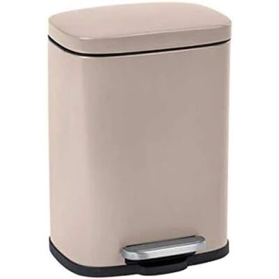 WENKO Kosmetikeimer Leno Easy Close, 5 Liter, puristischer Treteimer mit Deckel und Absenkautomatik sowie integriertem Beutelhalter, Kleiner Eimer aus lackiertem Stahl, 21,5 x 19 x 29,5 cm, Taupe WENKO Kosmetikeimer Leno Easy Close, 5 Liter, puristischer Treteimer mit Deckel und Absenkautomatik sowie integriertem Beutelhalter, Kleiner Eimer aus lackiertem Stahl, 21,5 x 19 x 29,5 cm, Taupe