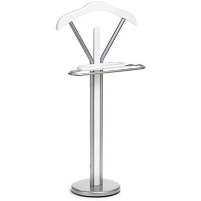IDIMEX Herrendiener Stummer Damen Diener Kleiderbutler Kleiderständer mit Kleiderbügel, Hosenbügel, kleine Ablage in weiß/alufarben IDIMEX Herrendiener Stummer Damen Diener Kleiderbutler Kleiderständer mit Kleiderbügel, Hosenbügel, kleine Ablage in weiß/alufarben