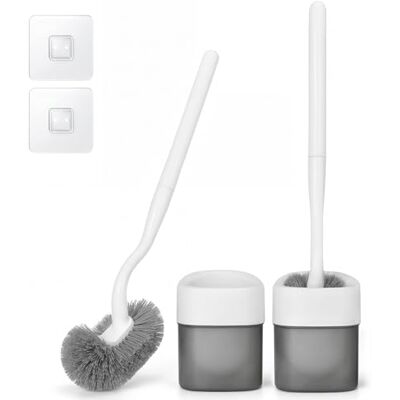 Einesin Toilettenbürste, WC-Bürste und Behälter, Klobürste mit randreiniger, Klobürste gebogen, Langer Stiel, Kunststoff-Toilettenbürstenset mit Starken Borsten für Tiefenreinigung (2 Stück(Upgrade)) Einesin Toilettenbürste, WC-Bürste und Behälter, Klobürste mit randreiniger, Klobürste gebogen, Langer Stiel, Kunststoff-Toilettenbürstenset mit Starken Borsten für Tiefenreinigung (2 Stück(Upgrade))