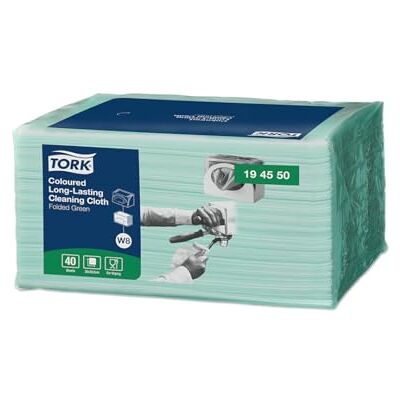 Tork 194550 Langlebige Farbige Reinigungstücher für W8 Small Pack System / 1-lagiges Reinigungstücher Set Grün / Für den mehrfachen Einsatz / Premium Qualität / 8 x 40 Tücher / 30 x 38,5 cm (B x L) Tork 194550 Langlebige Farbige Reinigungstücher für W8 Small Pack System / 1-lagiges Reinigungstücher Set Grün / Für den mehrfachen Einsatz / Premium Qualität / 8 x 40 Tücher / 30 x 38,5 cm (B x L)