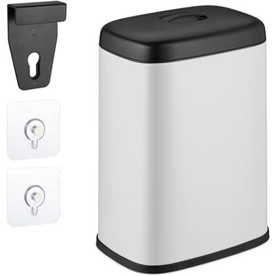 Relaxdays Mülleimer Wandmontage, 5 Liter, Einhängen oder Kleben, Inneneimer, Küchenabfalleimer, Badmülleimer, weiß Relaxdays Mülleimer Wandmontage, 5 Liter, Einhängen oder Kleben, Inneneimer, Küchenabfalleimer, Badmülleimer, weiß