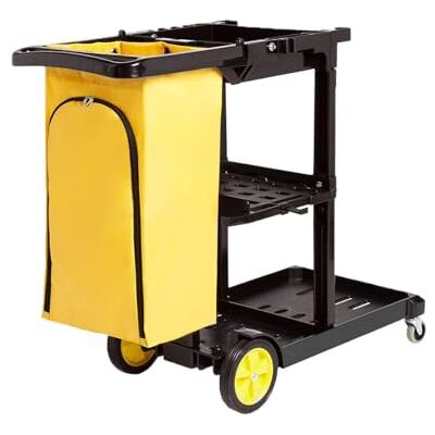 Amazon Reinigungswagen mit Reißverschlusstasche und 2 Ablageflächen, Schwarz/Gelb, 120 x 51 x 98cm Amazon Reinigungswagen mit Reißverschlusstasche und 2 Ablageflächen, Schwarz/Gelb, 120 x 51 x 98cm