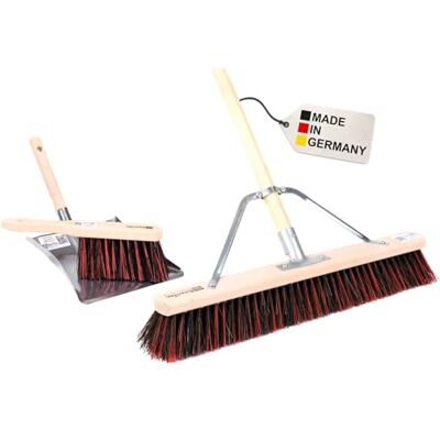 BawiTec Profi Besen Komplett Set 60cm Breit mit Stiel ArengaMix Straßenbesen Spezieller Metall-Stielstabilisator, Arenga-Elaston-Borsten-Mix, Besenstiel Ø28/1600mm, Handfeger 280mm, Metall-Kehrschaufel BawiTec Profi Besen Komplett Set 60cm Breit mit Stiel ArengaMix Straßenbesen Spezieller Metall-Stielstabilisator, Arenga-Elaston-Borsten-Mix, Besenstiel Ø28/1600mm, Handfeger 280mm, Metall-Kehrschaufel
