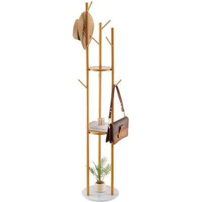 VEVOR Garderobenständer 340x340x1700 mm, Kleiderständer mit Quarzsteinsockel & 9 Haken, Jackenständer Baumform für Eingangsbereich, Büro, Wohnzimmer, Kleiderbügel für Mantel, Hut, Schal, Tasche VEVOR Garderobenständer 340x340x1700 mm, Kleiderständer mit Quarzsteinsockel & 9 Haken, Jackenständer Baumform für Eingangsbereich, Büro, Wohnzimmer, Kleiderbügel für Mantel, Hut, Schal, Tasche