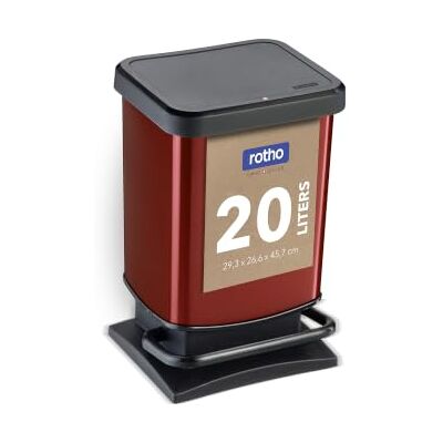 Rotho Paso Mülleimer Küche 20 L als Papierkorb mit Deckel in Rot Metallic Mülleimer Bad, Badezimmer Mülleimer, Abfalleimer Küche mit breitem Pedal, Soft-Close-Deckel, geruchsdichte Konstruktion Rotho Paso Mülleimer Küche 20 L als Papierkorb mit Deckel in Rot Metallic Mülleimer Bad, Badezimmer Mülleimer, Abfalleimer Küche mit breitem Pedal, Soft-Close-Deckel, geruchsdichte Konstruktion