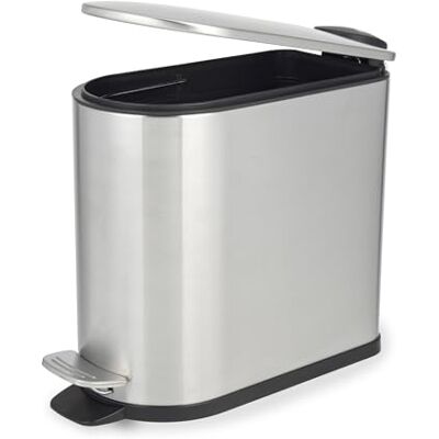 Beldray Pedaleimer in D-Form, 5 l, Edelstahl Soft-Close-Deckel, Fußpedal für freihändige Nutzung, kompaktes Design, silberfarben, für Bad, Schlafzimmer, Büro, Küche Beldray Pedaleimer in D-Form, 5 l, Edelstahl Soft-Close-Deckel, Fußpedal für freihändige Nutzung, kompaktes Design, silberfarben, für Bad, Schlafzimmer, Büro, Küche