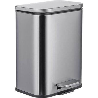 Relaxdays Mülleimer, 5 l, Fingerprint Schutz, Soft-Close, Pedal, entnehmbarer Inneneimer, Treteimer, Edelstahl, silber Relaxdays Mülleimer, 5 l, Fingerprint Schutz, Soft-Close, Pedal, entnehmbarer Inneneimer, Treteimer, Edelstahl, silber