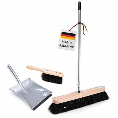 BawiTec Naturhaar Rosshaar Besen Set Zimmerbesen Kehrbesen mit Teleskopstiel Stiel Sehr weiche Borsten, Komplett mit Handfeger, Metall-Kehrschaufel, Kehrblech BawiTec Naturhaar Rosshaar Besen Set Zimmerbesen Kehrbesen mit Teleskopstiel Stiel Sehr weiche Borsten, Komplett mit Handfeger, Metall-Kehrschaufel, Kehrblech